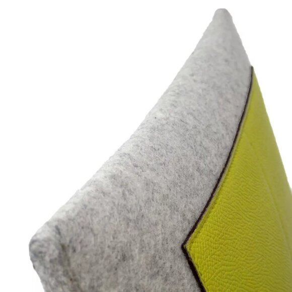 HERMES TooDoo Clutchbag gray x navy x yellow felt/VeauEpsom Leather - Picture 13 of 13